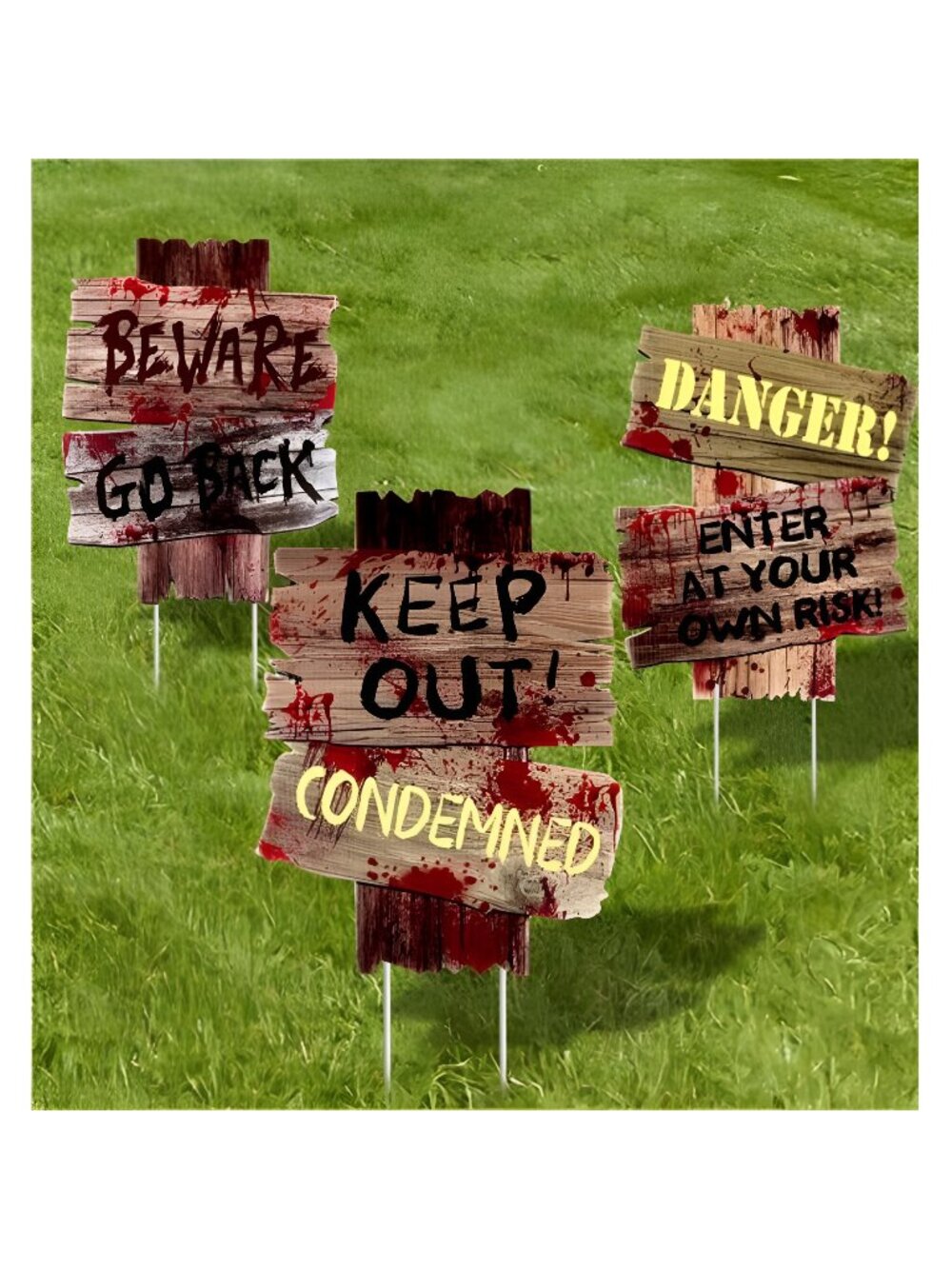 Halloween Decorations Outdoor Yard Signs Stakes,3 Pieces Beware Halloween